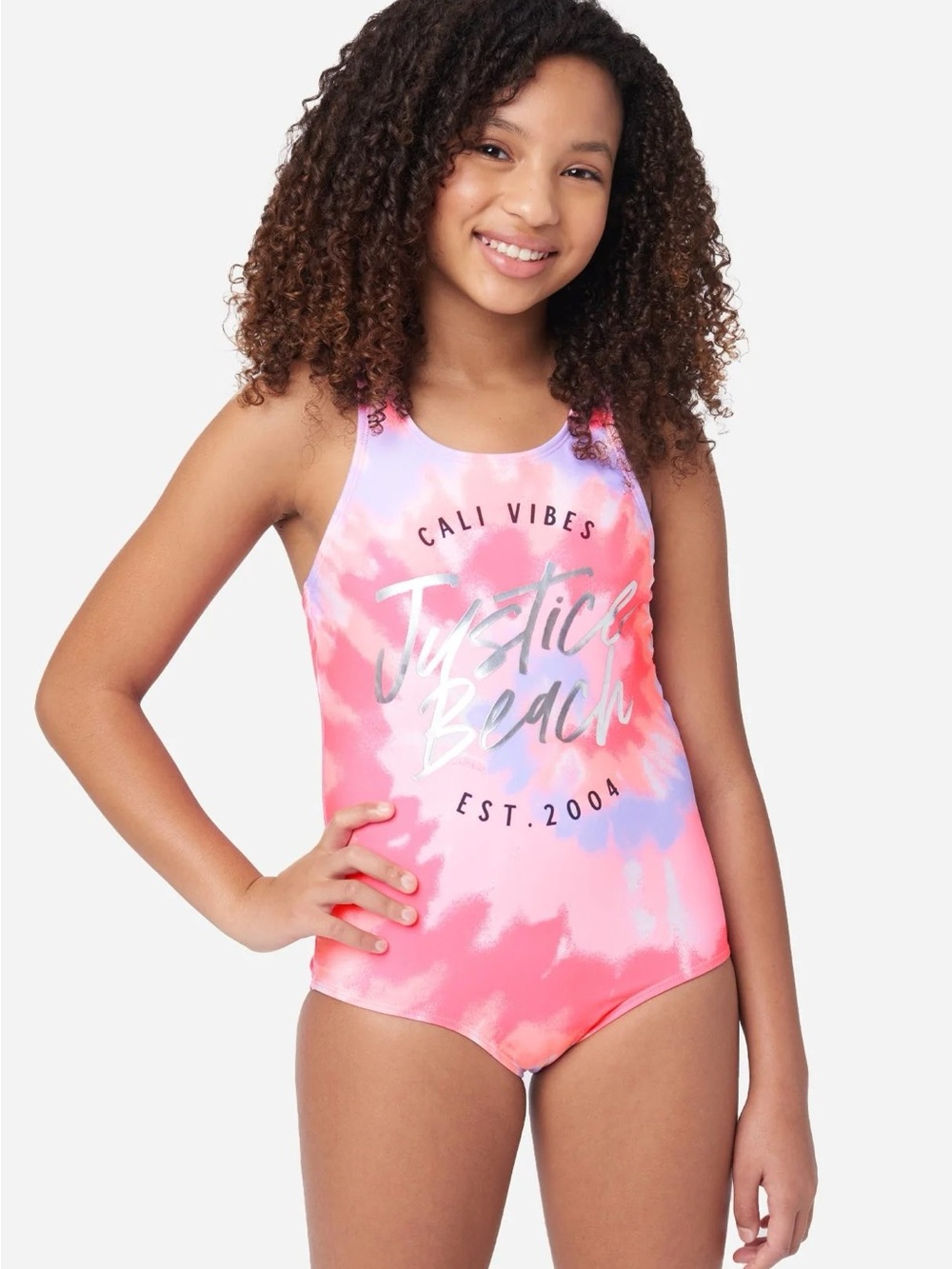 Justice Girls Tie-Dye One-Piece Swimsuit 12/14